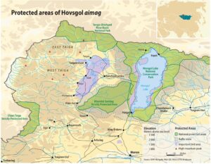Map of Hövsgöl nuur, home of the Tsataan people.